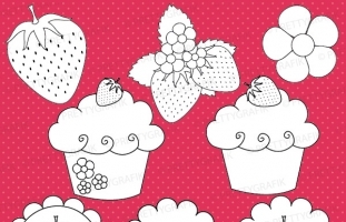 strawberry digital stamp