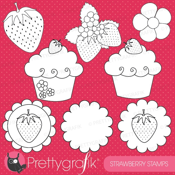 Download strawberry digital stamp (commercial use, vector graphics) 