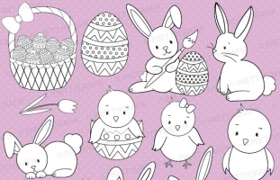 Easter Bunny Digital Stamp 