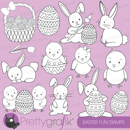 Easter Bunny Digital Stamp 