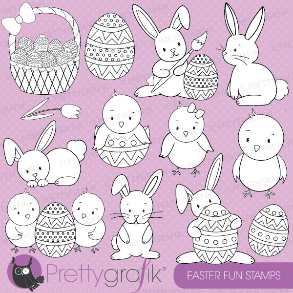 Download Easter Bunny Digital Stamp  