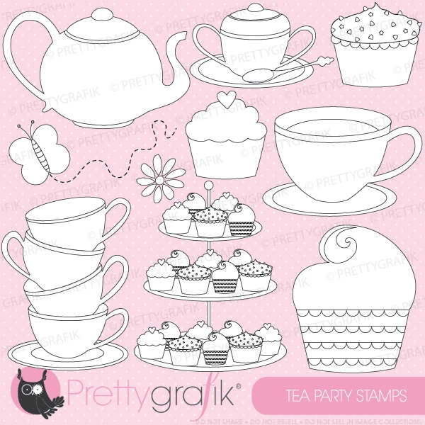 Download Tea party stamp commercial use, vector graphics, digital stamp, digita 