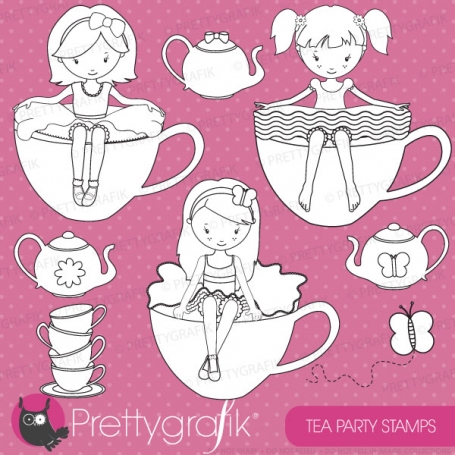 tea girls digital stamp