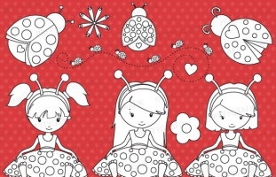 ladybug girls stamp (commercial