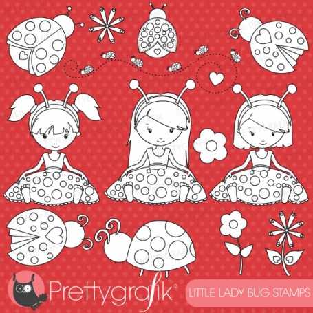 ladybug girls stamp (commercial