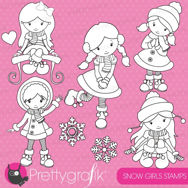 Download Winter girls stamp commercial use, vector graphics, digital stamp 