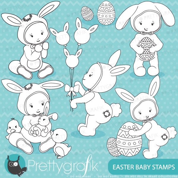 Download Easter babies digital stamp commercial use, vector graphics 