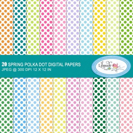 Spring Polka Dot Digital Papers