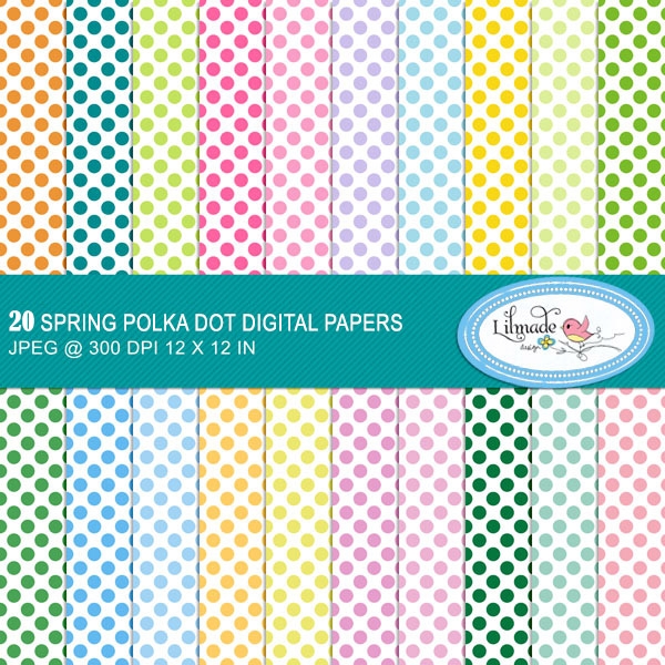 Download Spring Polka Dot Digital Papers 