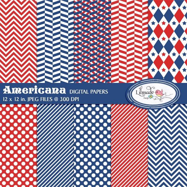 Download Americana 4th of July Inspired Digital Papers 