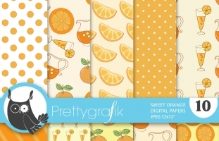 citrus orange digital paper