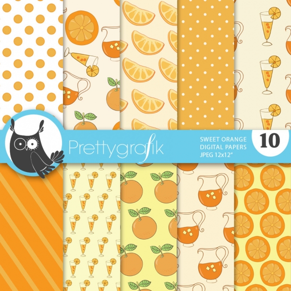 Download citrus orange digital paper (commercial use, scrapbook papers) 