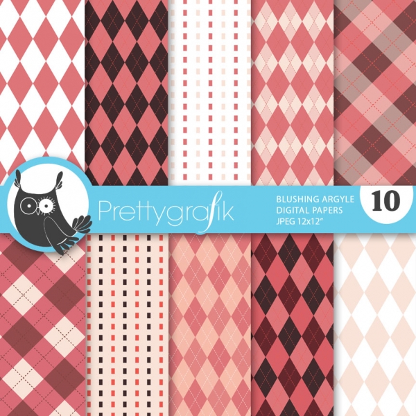Download Blushing Argyle digital paper (commercial use, scrapbook papers) 