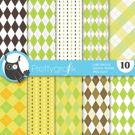 Lime argyle digital paper