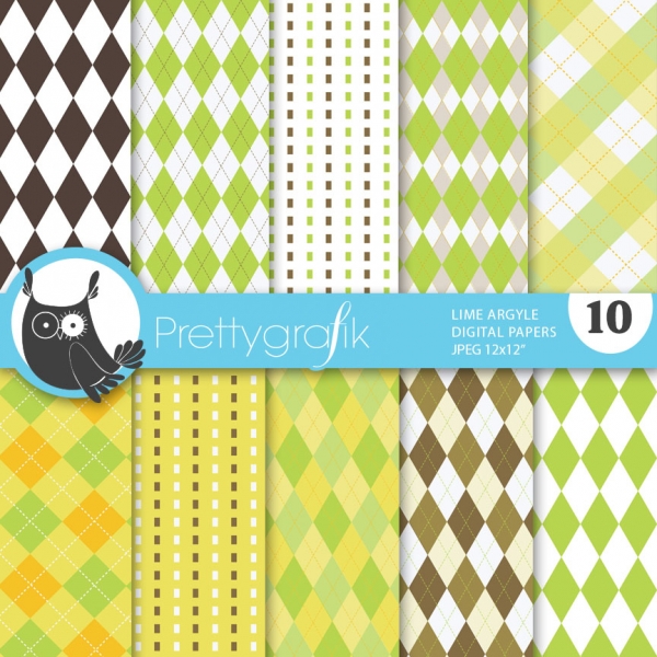 Download Lime argyle digital paper (commercial use, scrapbook papers) 