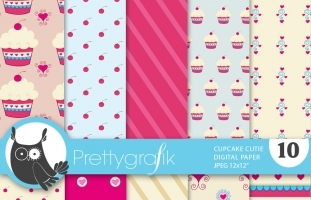 Cupcake digital paper (commercial