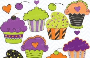 Halloween Cupcakes, clipart