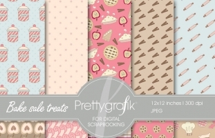 Bake sale treats digital paper