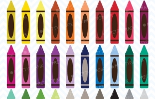 Rainbow crayon clipart (commercial