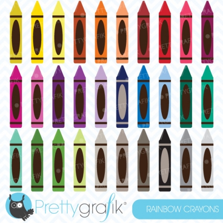 Rainbow crayon clipart (commercial