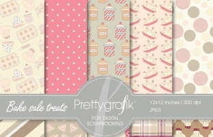 Bake sale treats digital paper 