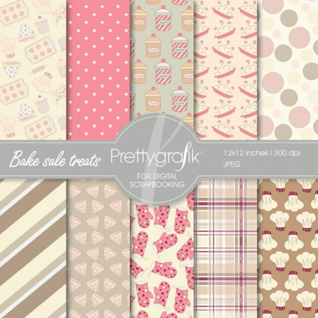 Bake sale treats digital paper 