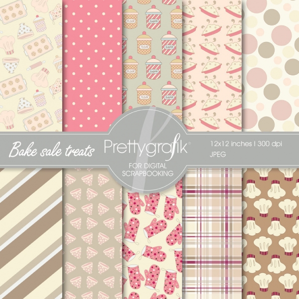 Download Bake sale treats digital paper  (commercial use, scrapbook papers) 