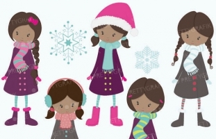 winter christmas girls clipart 