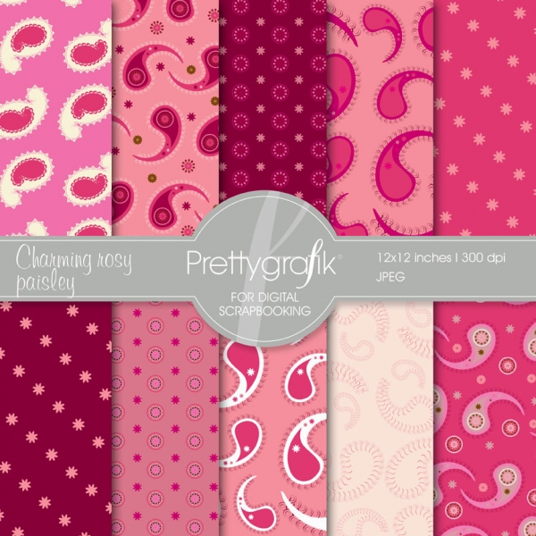 Download paisley digital paper  (commercial use, scrapbook papers) 