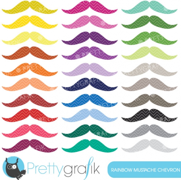 Download Rainbow Moustache Clipart (commercial use) 