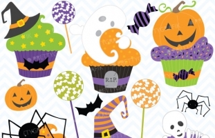 Halloween cupcake clipart 