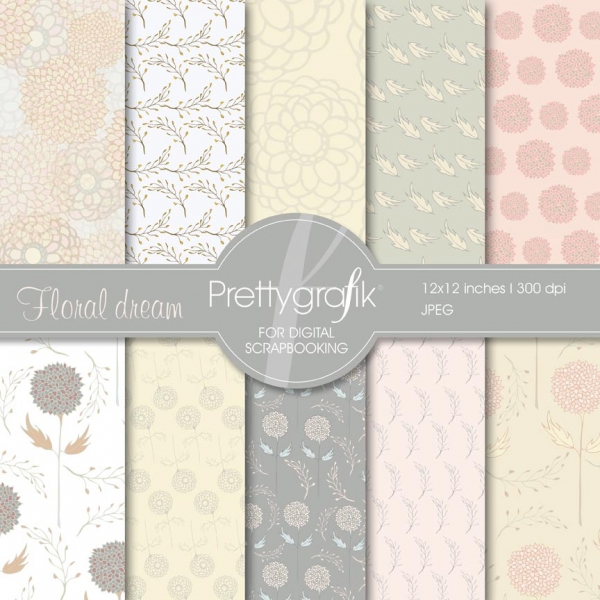 Download flowers digital paper (commercial use, scrapbook papers) 