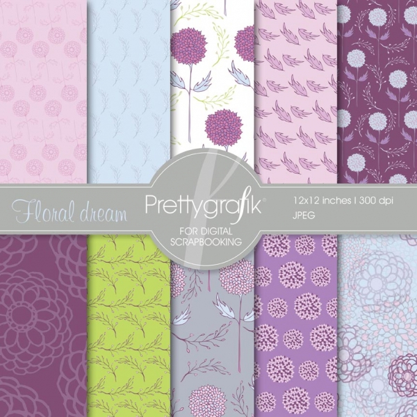 Download  flowers digital paper (commercial use, scrapbook papers) 