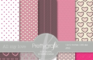 valentine, heart digital paper 