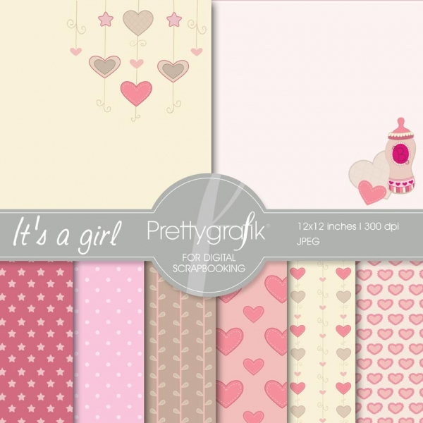 Download baby girl digital paper  (commercial use, scrapbook papers) 