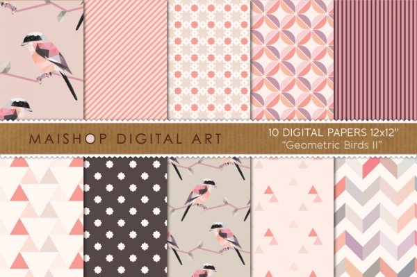 Download Digital Paper - Geometric Birds II 