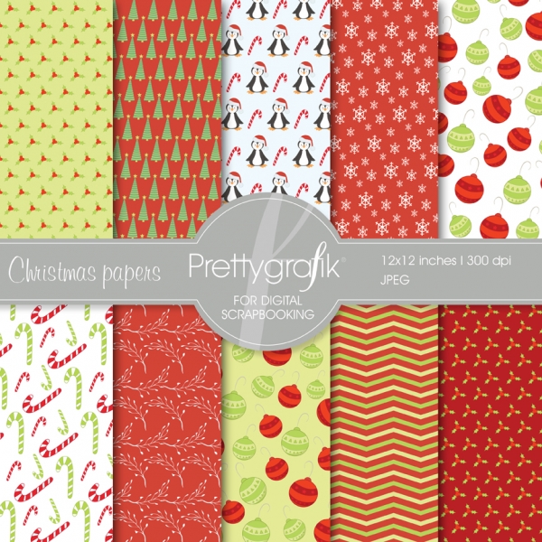 Download Christmas digital paper (commercial use, scrapbook papers) 