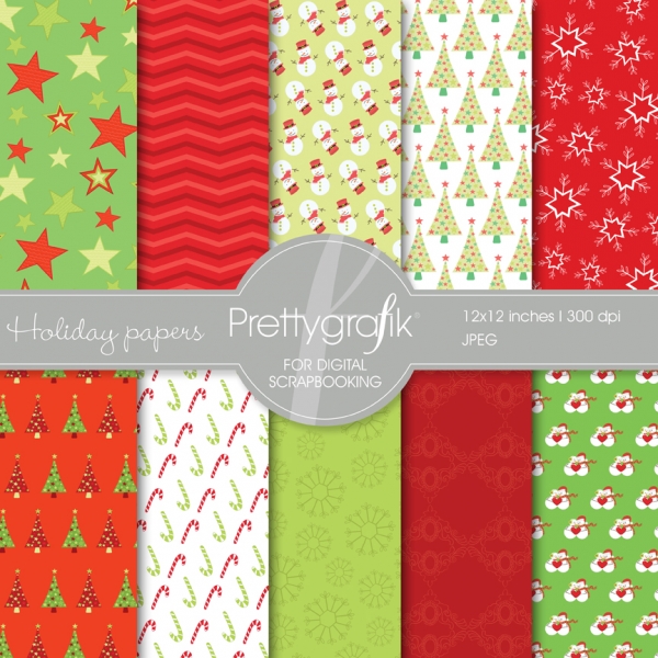 Download Christmas digital paper  (commercial use, scrapbook papers) 