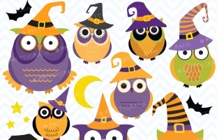 Halloween Owls clipart (commercial