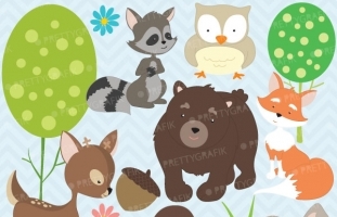 woodland animals clipart 