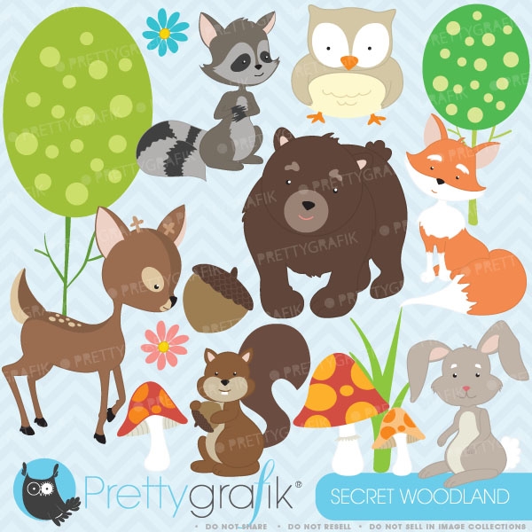 Download woodland animals clipart  (commercial use, vector graphics) 