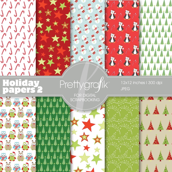 Download  Christmas digital paper (commercial use, scrapbook papers) 