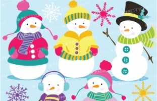 Snowman clipart  (commercial use,