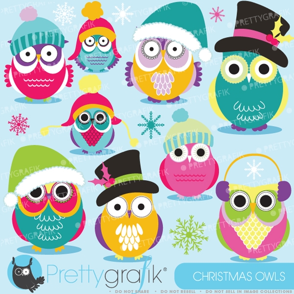 Download Christmas Owls clipart  (commercial use, vector graphics) 