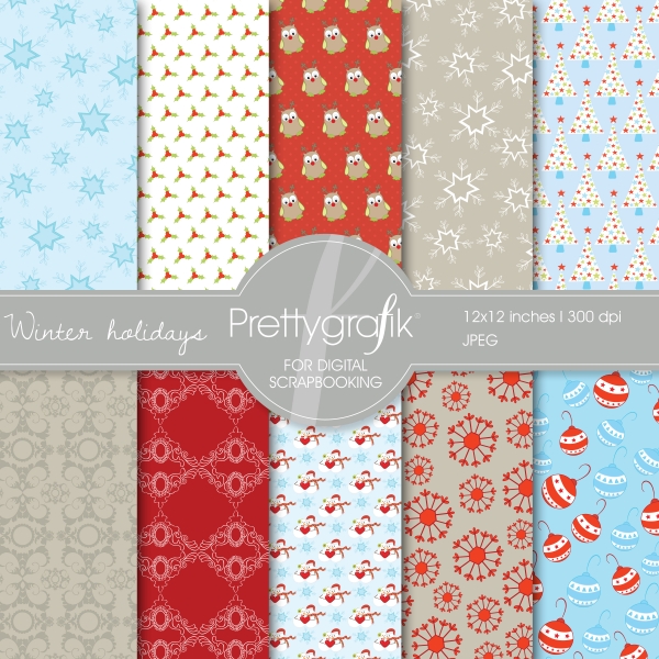 Download Christmas digital paper  (commercial use, scrapbook papers) 