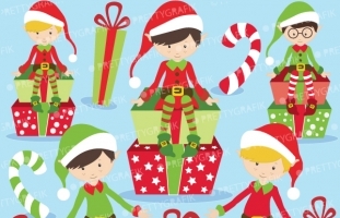 Christmas Elves boys clipart