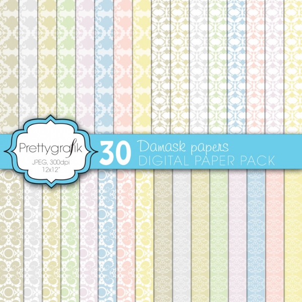 Download damask digital paper (commercial use, scrapbook papers) 