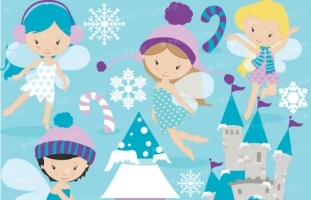 Winter fairies clipart 