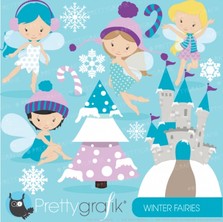 Winter fairies clipart 