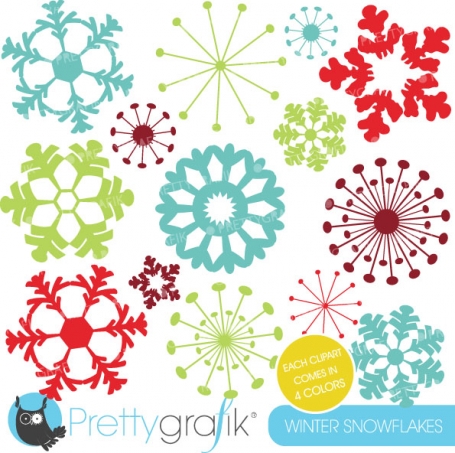 snowflakes clipart  (commercial